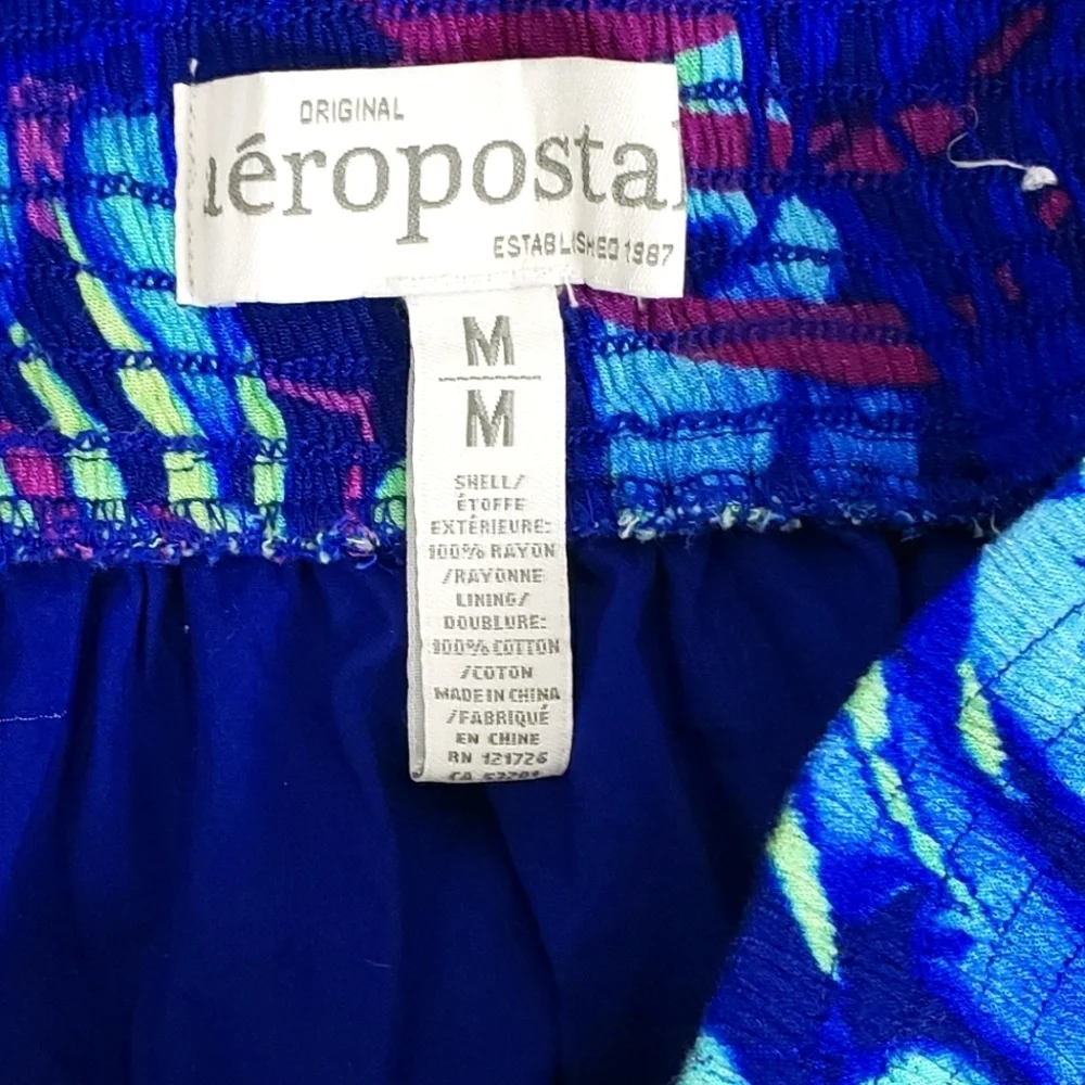 Y2K Aeropostale Blue Tropical Leaf Hawaiian Pocket Skirt Women's Size M